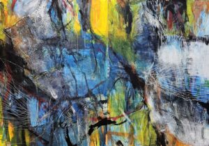 paysage intérieur, 100x140cm, thecnique mixtes, papier maroufler sur bois, 2024,Sun-Hee Lee